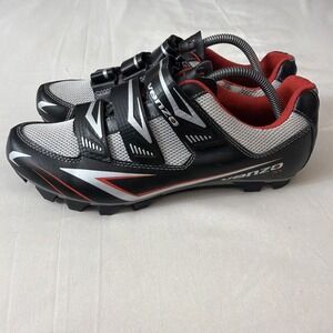 Venzo MX Mens 9.5 Black Red Gray Cycling Shoes 44 EU Womens 11 UK 8.5 Gently Use